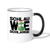 Schlau wie Schlange - Tasse zweifarbig - Weiß/Schwarz