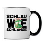 Schlau wie Schlange - Tasse zweifarbig - Weiß/Schwarz