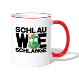 Schlau wie Schlange - Tasse zweifarbig - Weiß/Rot