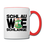 Schlau wie Schlange - Tasse zweifarbig - Weiß/Rot