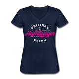 Hamburger Deern PINK - Klassisches Frauen-T-Shirt mit V-Ausschnitt - Navy