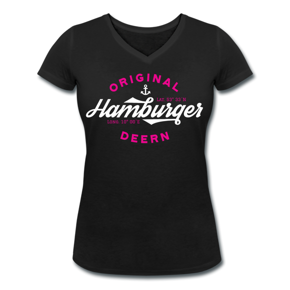 Hamburger Deern - Frauen Bio-T-Shirt mit V-Ausschnitt von Stanley & Stella - Schwarz