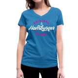 Hamburger Deern - Frauen Bio-T-Shirt mit V-Ausschnitt von Stanley & Stella - Pfauenblau