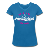 Hamburger Deern - Frauen Bio-T-Shirt mit V-Ausschnitt von Stanley & Stella - Pfauenblau