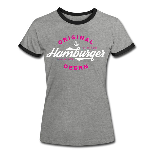 Hamburger Deern - Frauen Kontrast-T-Shirt - Grau meliert/Schwarz