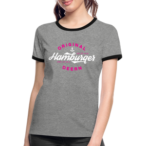 Hamburger Deern - Frauen Kontrast-T-Shirt - Grau meliert/Schwarz