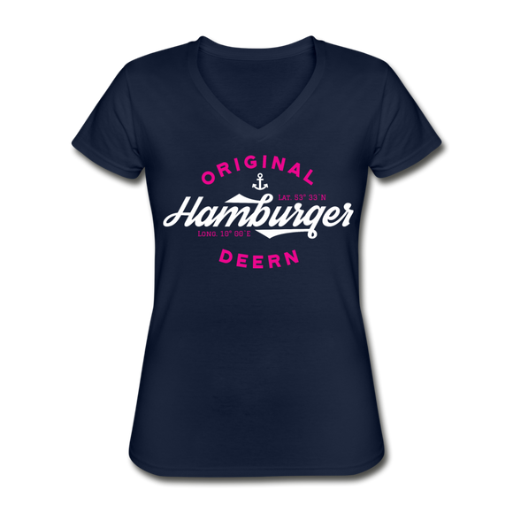 Hamburger Deern - Klassisches Frauen-T-Shirt mit V-Ausschnitt - Navy