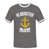 KlabauterMANN - Männer Kontrast-T-Shirt - Dunkelgrau/Weiß