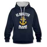 KlabauterMANN - Kontrast-Hoodie - Navy/Grau meliert