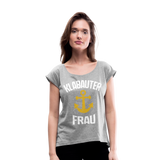 KlabauterFRAU - Frauen T-Shirt mit gerollten Ärmeln - Grau meliert