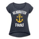 KlabauterFRAU - Frauen T-Shirt mit gerollten Ärmeln - Navy meliert