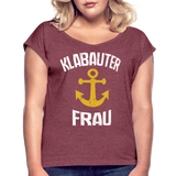 KlabauterFRAU - Frauen T-Shirt mit gerollten Ärmeln - Bordeauxrot meliert