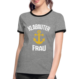 KlabauterFRAU - Frauen Kontrast-T-Shirt - Grau meliert/Schwarz