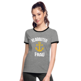 KlabauterFRAU - Frauen Kontrast-T-Shirt - Grau meliert/Schwarz