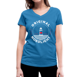 Nordlicht - Frauen Bio-T-Shirt mit V-Ausschnitt von Stanley & Stella - Pfauenblau