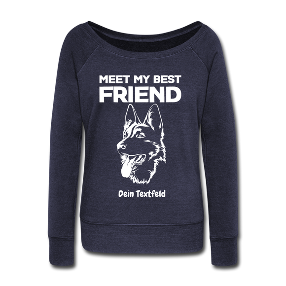 German Shepherd - Frauen Pullover mit U-Boot-Ausschnitt von Bella - Navy meliert