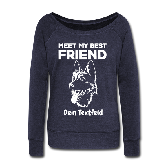 German Shepherd - Frauen Pullover mit U-Boot-Ausschnitt von Bella - Navy meliert