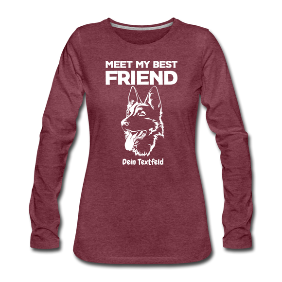 German Shepherd - Frauen Premium Langarmshirt - Bordeauxrot meliert