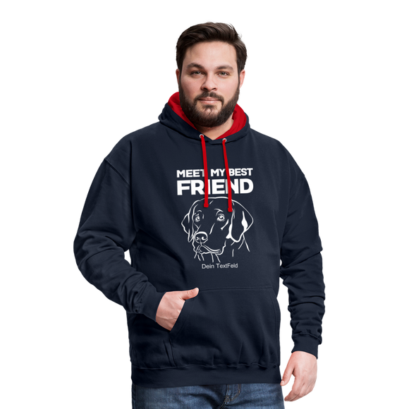 Labrador - Männer Kontrast-Hoodie - Navy/Rot