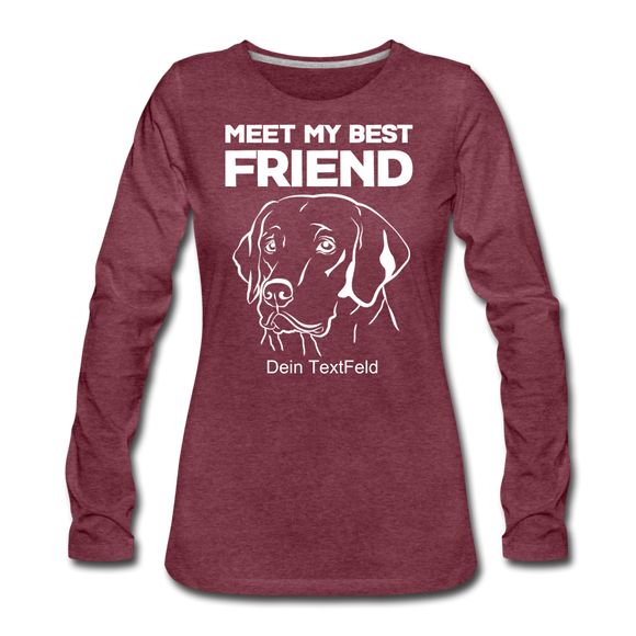 Labrador - Frauen Premium Langarmshirt - Bordeauxrot meliert