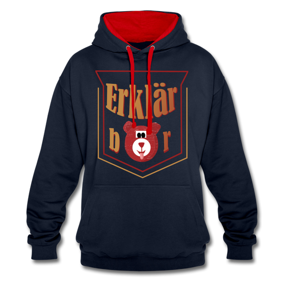 Erklärbär - Frauen Kontrast-Hoodie - Navy/Rot