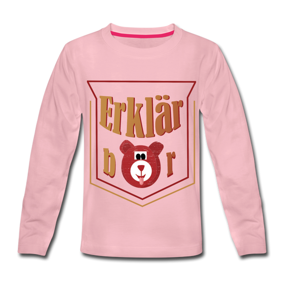 Erklärbär - Kinder Premium Langarmshirt - Hellrosa