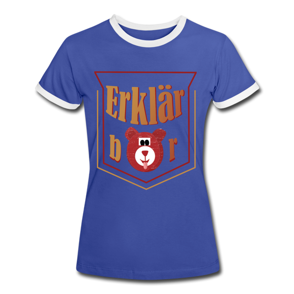 Erklärbär - Frauen Kontrast-T-Shirt - Blau/Weiß