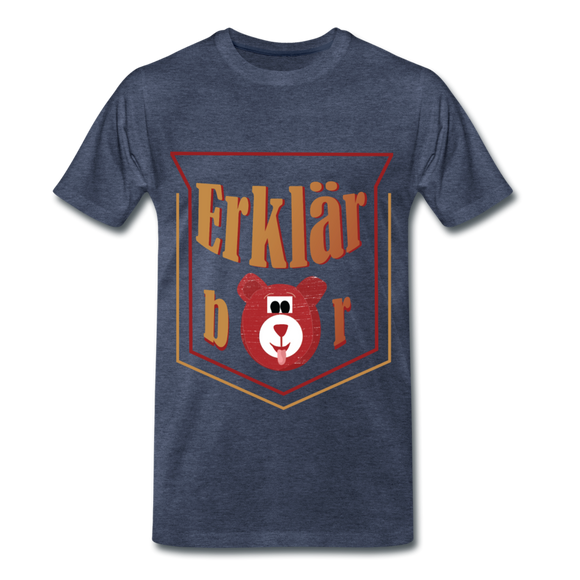 Erklärbär - Männer Premium T-Shirt - Blau meliert