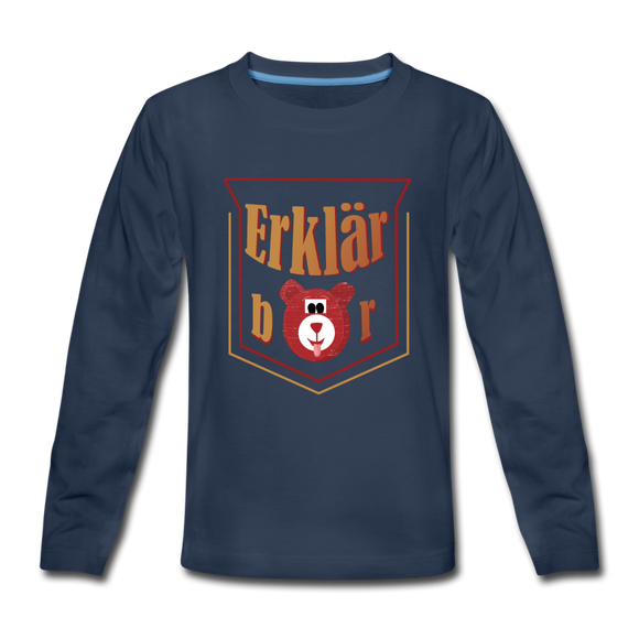 Erklärbär - Teenager Premium Langarmshirt - Navy