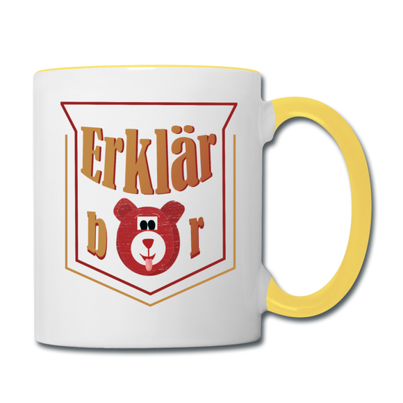 Erklärbär - Tasse zweifarbig - Weiß/Gelb