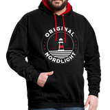 Nordlicht - Männer Kontrast-Hoodie - Schwarz/Rot