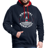 Nordlicht - Männer Kontrast-Hoodie - Navy/Rot