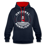 Nordlicht - Männer Kontrast-Hoodie - Navy/Rot