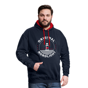 Nordlicht - Männer Kontrast-Hoodie - Navy/Rot