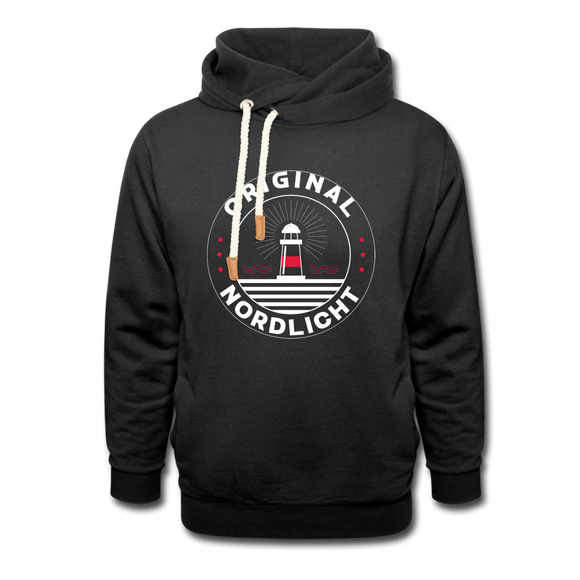 Nordlicht - Männer Schalkragen Hoodie - Schwarz