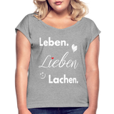 3L - Frauen T-Shirt mit gerollten Ärmeln - Grau meliert