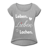 3L - Frauen T-Shirt mit gerollten Ärmeln - Grau meliert