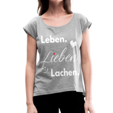 3L - Frauen T-Shirt mit gerollten Ärmeln - Grau meliert