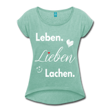 3L - Frauen T-Shirt mit gerollten Ärmeln - Minze meliert