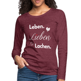 3L - Frauen Premium Langarmshirt - Bordeauxrot meliert