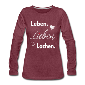 3L - Frauen Premium Langarmshirt - Bordeauxrot meliert