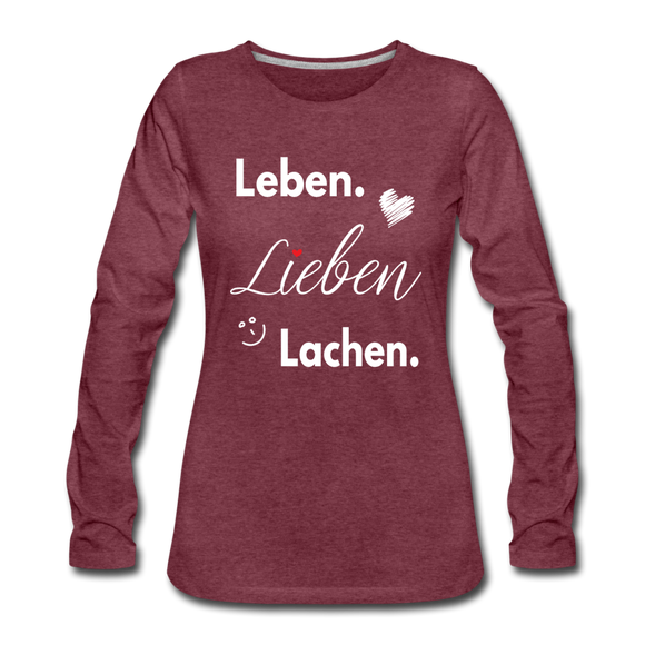 3L - Frauen Premium Langarmshirt - Bordeauxrot meliert