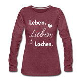 3L - Frauen Premium Langarmshirt - Bordeauxrot meliert