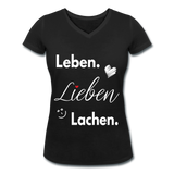 3L - Frauen Bio-T-Shirt mit V-Ausschnitt von Stanley & Stella - Schwarz