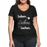 3L - Frauen Bio-T-Shirt mit V-Ausschnitt von Stanley & Stella - Schwarz