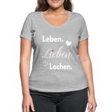 3L - Frauen Bio-T-Shirt mit V-Ausschnitt von Stanley & Stella - Grau meliert