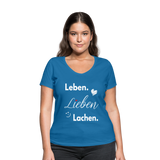 3L - Frauen Bio-T-Shirt mit V-Ausschnitt von Stanley & Stella - Pfauenblau