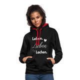 3L - Frauen Kontrast-Hoodie - Schwarz/Rot