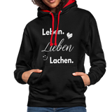 3L - Frauen Kontrast-Hoodie - Schwarz/Rot