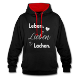 3L - Frauen Kontrast-Hoodie - Schwarz/Rot